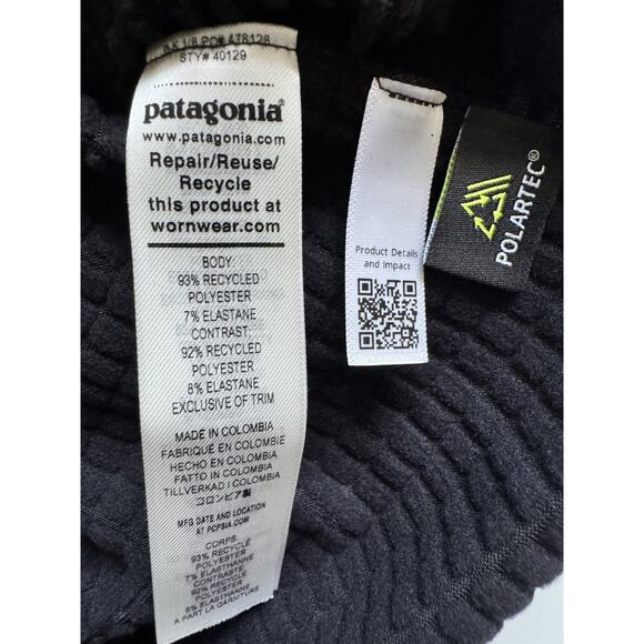 Patagonia NWT R1 Men's Black Fleece Jacket XXL Polartec - Picture 3 of 4
